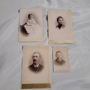 Vintage Cabinet Card Photo Lot of 4 Men Women Children